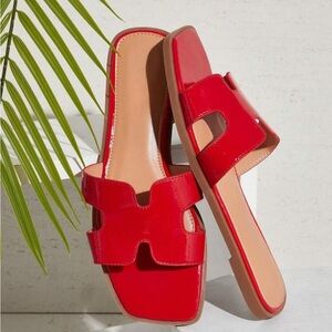 SHEIN Bold Red Slide Sandals